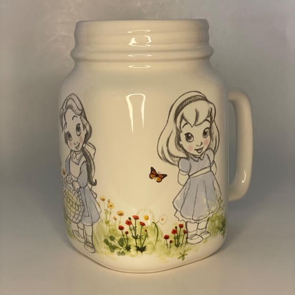 Disney Mug Coffee Cup Mason Jar Mug Tea Cup Cinderella Jasmine Belle Princess - Picture 1 of 9